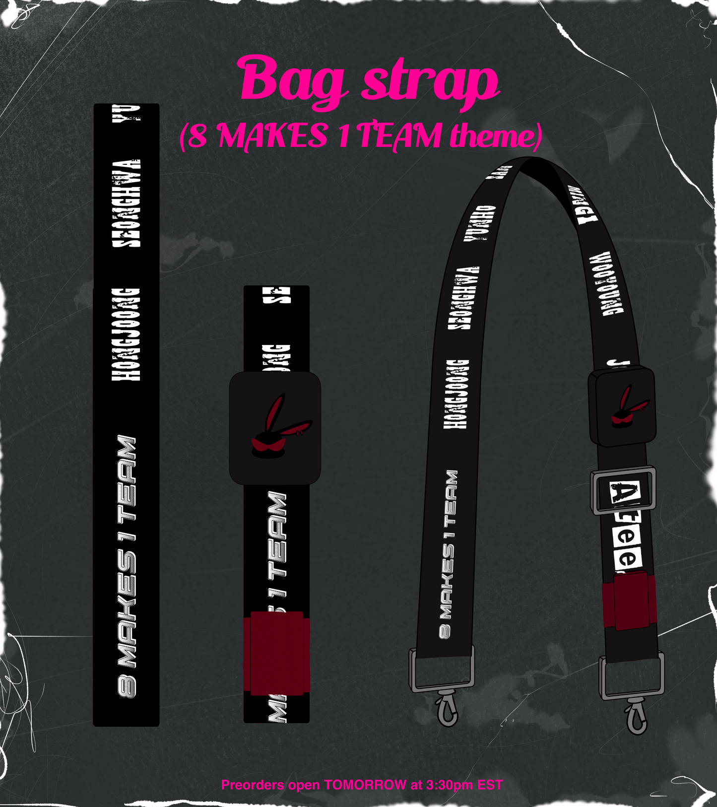 Carry the essence of ATEEZ with our bag strap featuring all the members’ names – because 8 makes one team! Designed for true ATINYs, this strap is the perfect accessory. Limited stock available – get yours today! 🌟 #ATEEZMembers #ATINYStyle #BagStrap